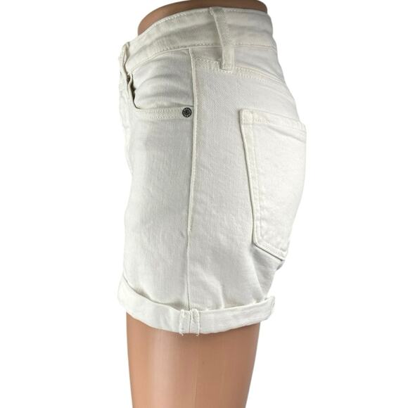 Old Navy High Rise OG Straight Women's White Cuffed Denim Jean Shorts Size 0 - Picture 2 of 5